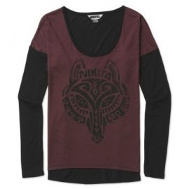 Nikita Wolf Wine Jet Black Long Sleeve Tee Shirt