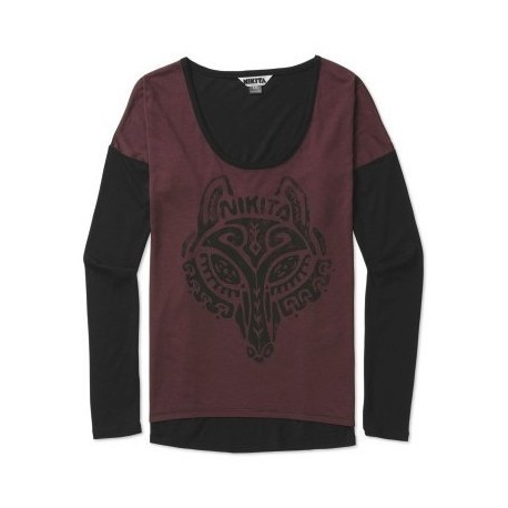 Nikita Wolf Wine Jet Black Long Sleeve Tee Shirt
