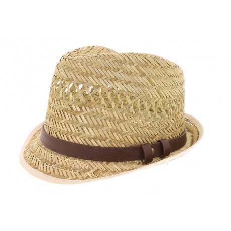 Straw hat Herman James headband imitation leather