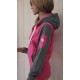 KanaBeach Print and Embroidery Gray Fushia Women's Zip Hoodie