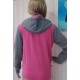 KanaBeach Print and Embroidery Gray Fushia Women's Zip Hoodie