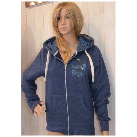 Sweat Zippé Femme KanaBeach Flower BZZZ Bleu Nuit