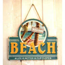 Plaque Métal Déco Surfpistols Life in Flip Flop