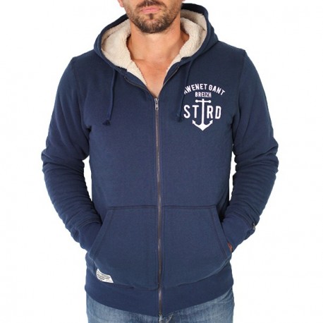 Sweat Doublé Sherpa Homme STERED Ancre Marine - Breizh Rider