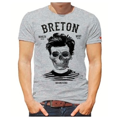 Tee Shirt Homme Stered Breton Bev Atav Gris Chiné