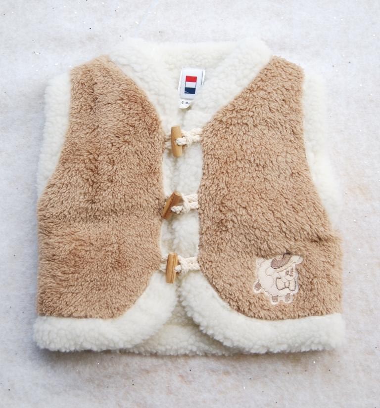 Gilet Sans Manche Polaire Bebe Papylou Gibe Curly Double Mouton Camel Breizh Rider