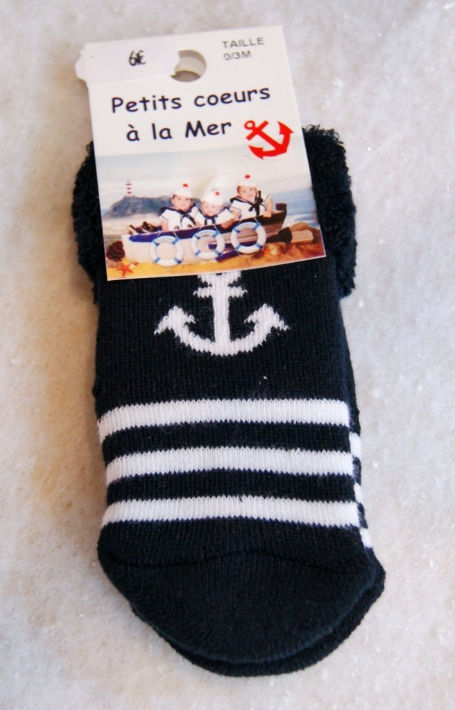 Chaussettes bébé Antidérapantes Papylou Ancre Rayé Marine - Breizh Rider