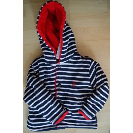 Jacket doubled Fleece Red baby Papylou Tréport Striped