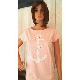 STERED Woman's Tee Shirt Anchor Fly Fishing