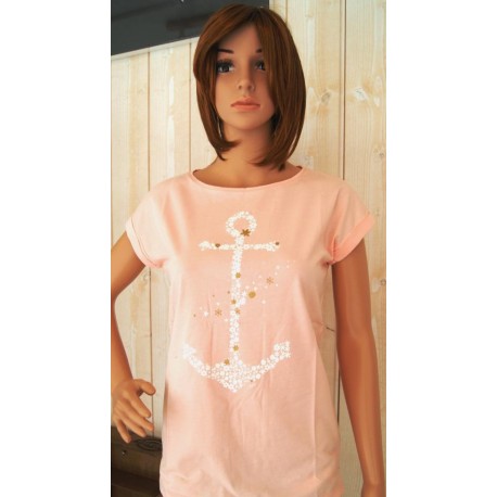 STERED Woman's Tee Shirt Anchor Fly Fishing