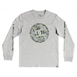 DC Circle Star Gray Long Sleeve Junior Tee Shirt Heather