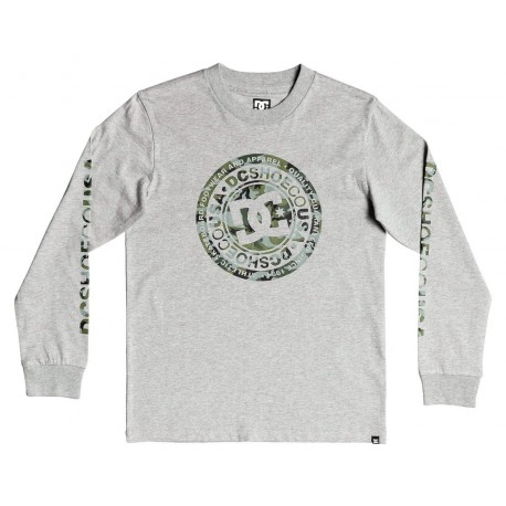 DC Circle Star Gray Long Sleeve Junior Tee Shirt Heather