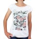 Tee Shirt Femme STERED Crâne Fleuri Blanc