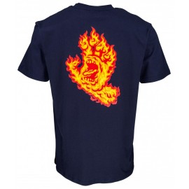 Tee Shirt Santa Cruz Flame Hand Dark Navy