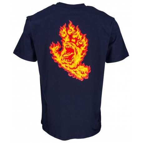 Tee Shirt Santa Cruz Flame Hand Dark Navy