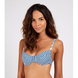 BANANA MOON Provo Tropistripe Blue Bikini Top