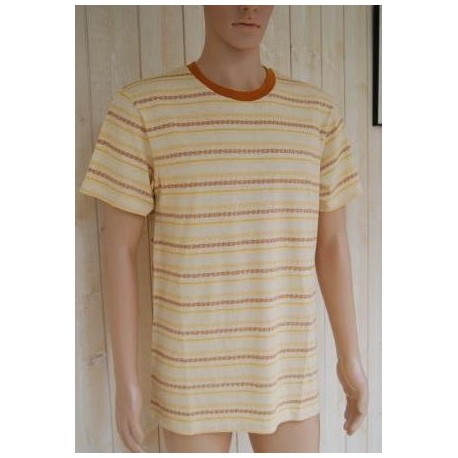 Tee Shirt Homme RHYTHM Jacquard Stripe Vintage Yellow