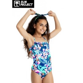 One Piece Swimsuit Child SUN PROJECT Blue Floral