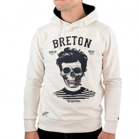Sweat à Capuche Homme STERED Breton Bev Atav Ecru Breizh Rider