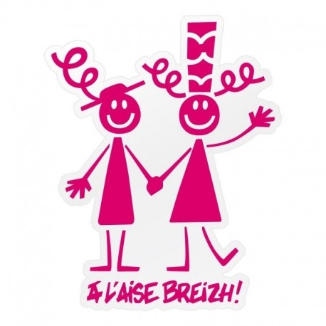 Autocollant Couple A L'Aise Breizh (19 cm) Moyen Fushia