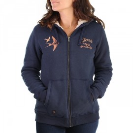 Sweat Doublé Sherpa Femme STERED Hirondelles Marine