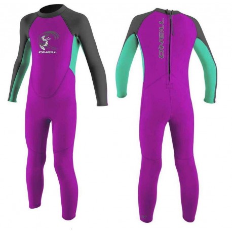 O'Neill Toddler Reactor Wetsuit Girl 2/2mm Berry Light Aqua Graphite