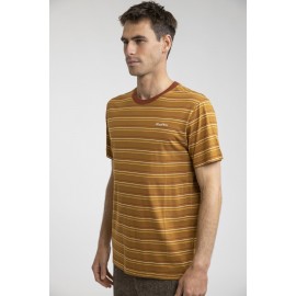 RHYTHM Men's Everyday Stripe Tobacco Tee Shirt