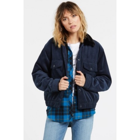 VOLCOM Women's Ribbed Jacket Army Sea Navy