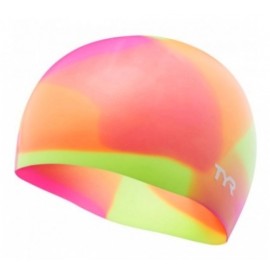 Bonnet de natation en Silicone Junior TYR Tie Dye Yellow Pink