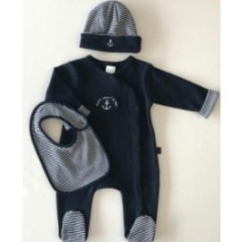 Chaussettes bébé Antidérapantes Papylou Ancre Rayé Marine - Breizh