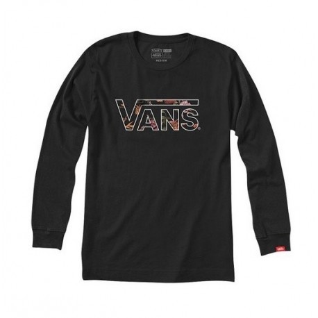 Junior 's Long Sleeve Tee Shirt VANS Classic Black Death Bloom