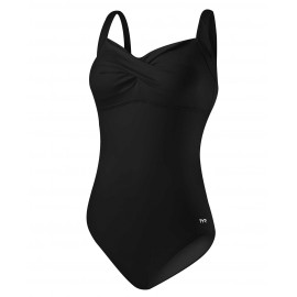 TYR Solid Twisted Bra Womens One Piece Swimsuit Controlfit Black