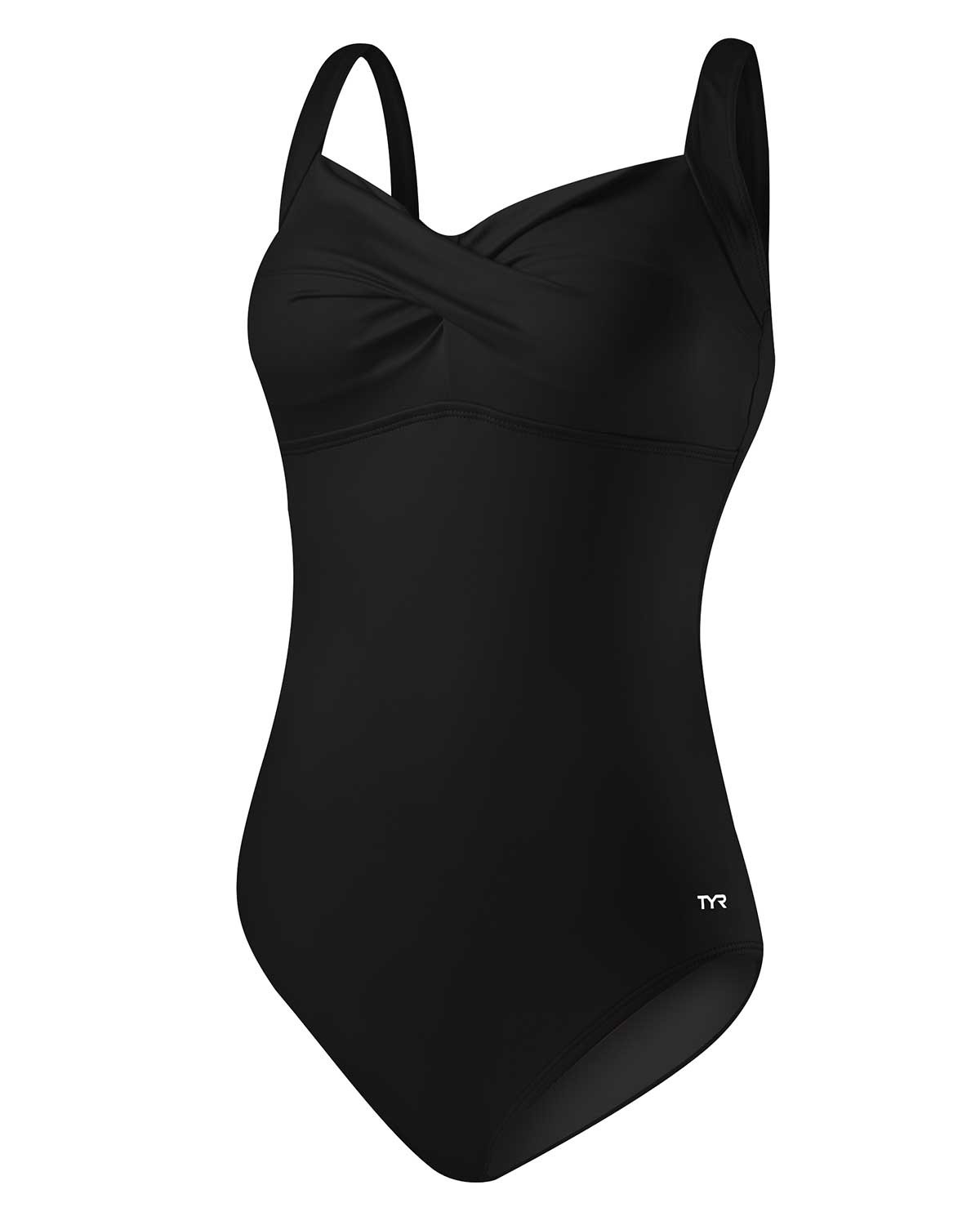 TYR Solid Twisted Bra Womens One Piece Swimsuit Controlfit Black