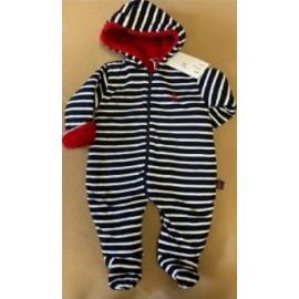 Papylou Ault Fleece Lined Baby Romper Navy and red