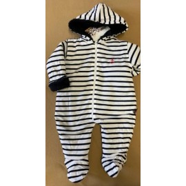 Papylou Ault Fleece Lined Baby Jumpsuit White and Navy