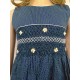 NAEL Hand Embroidered Handmade Smocked Child Dress Blue with White Dots