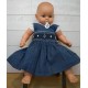 Hand-Embroidered Hand-Embroidered Baby Smock Dress NAEL Blue with White Polka Dots