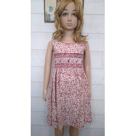 Hand-Embroidered Hand-Embroidered Children's Smocked Dress ROZENN Floral