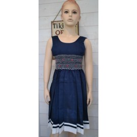 Hand-Embroidered Hand Embroidered Junior Dress MARINETTE Blue White Red