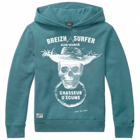 Hooded Kids Sweatshirt Stered Breizh Surfer Petrol