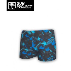 SUN PROJECT Men's Boxer Swimsuit Palm Tree Blue