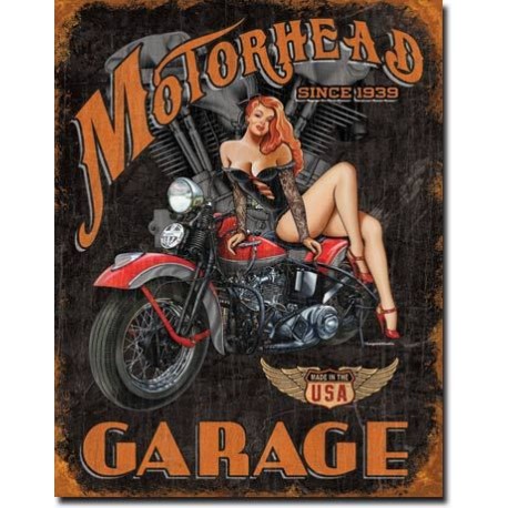 Plaque Metal Motor Head Garage