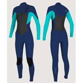 O'Neill Epic 3/2mm Chest Zip Navy Light Aqua Women Wetsuit