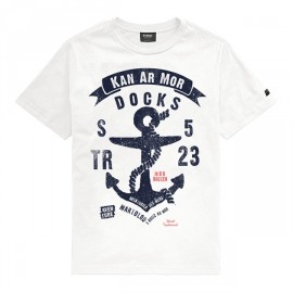 Kid's T-Shirt Stered Anchor Kan ar Mor White