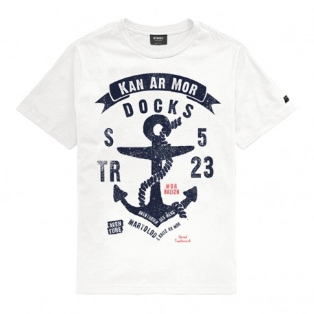 Kid's T-Shirt Stered Anchor Kan ar Mor White