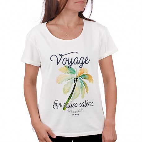 Tee Shirt Femme STERED Voyage En Eaux Salées Ecru