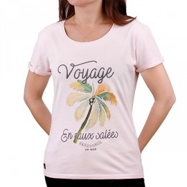 Tee Shirt Femme STERED Voyage En Eaux Salées Rose Poudré