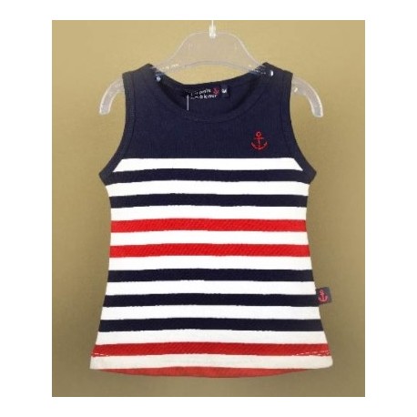 Baby Dress PAPYLOU Arzon Navy Red and White