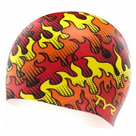 TYR Flame Red Orange SILICONE Swimming Cap