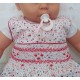 Robe Bébé à Smocks Artisanale Brodé Main Emma Blanche